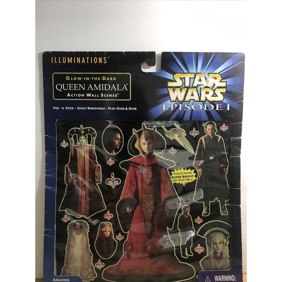 Star Wars Episode 1 Glow The Dark Queen Amidala Action Wall Scenes peel-n-stick - Picture 3 of 5